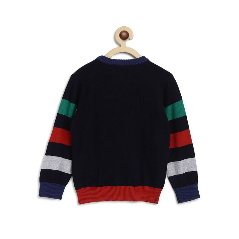 Boys Dark Blue Wool Blend Tricot Cardigan image number 1